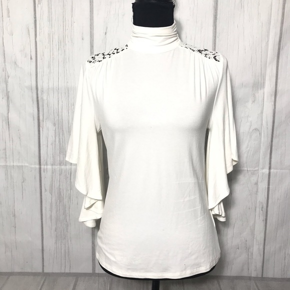 Adrianna Papell ivory top with lace T165 - Picture 1 of 8